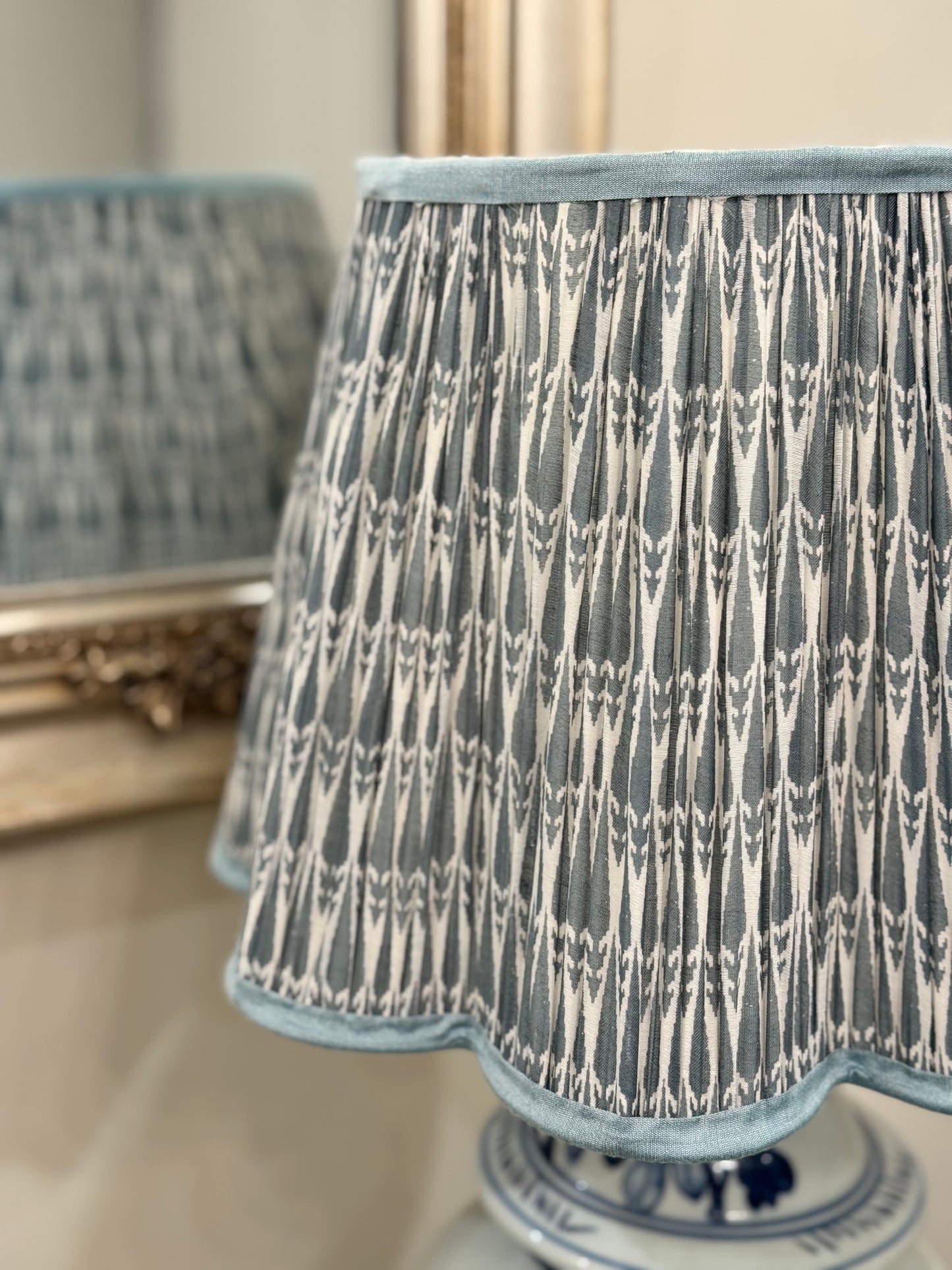Sea Mist~Handmade Block Printed Cotton Lampshade | Vintage Flair Australia