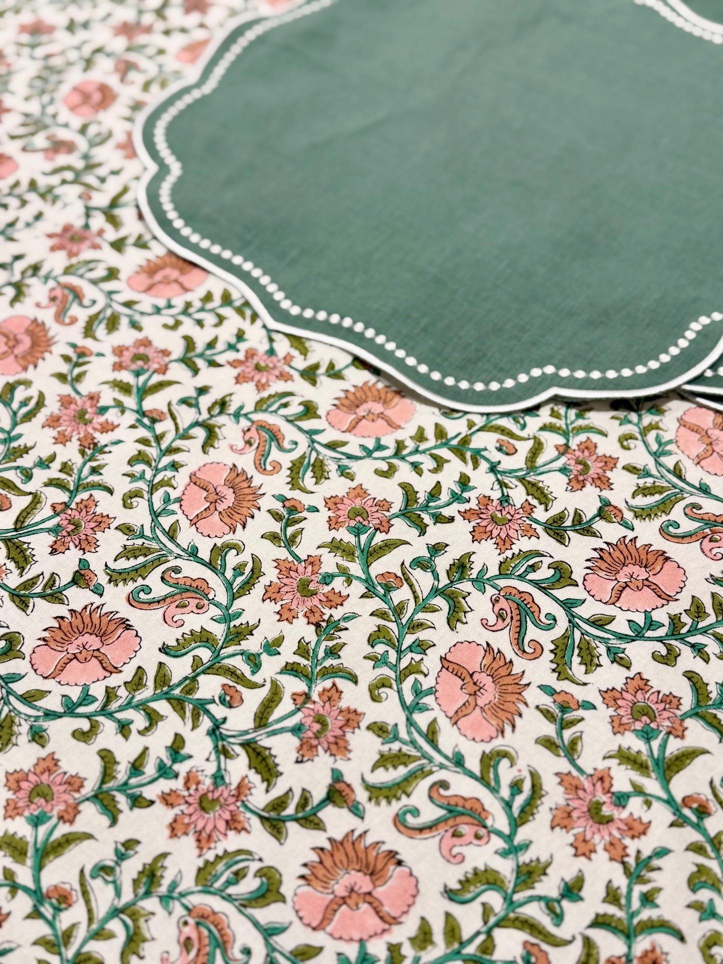 Primrose Lane- Hand Block-Printed Tablecloth