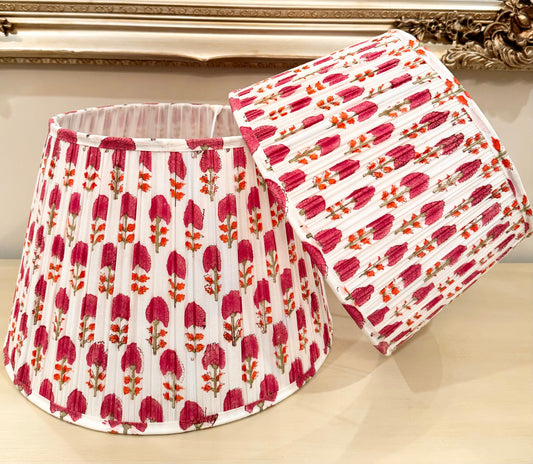 Marigold Buteh~Handmade Block Printed Cotton Lampshade | Vintage Flair Australia