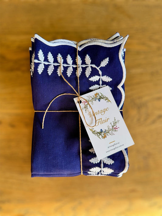 Navy Soirée Linen Napkins — Set of 4 / 6