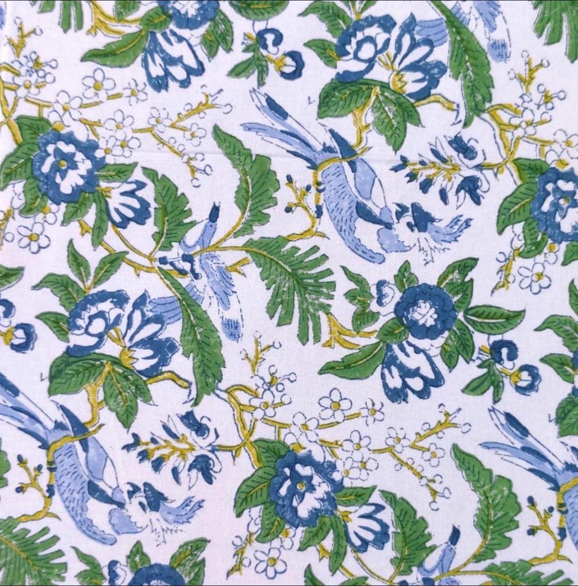 Bluebell Garden – Hand Block-Printed Tablecloth