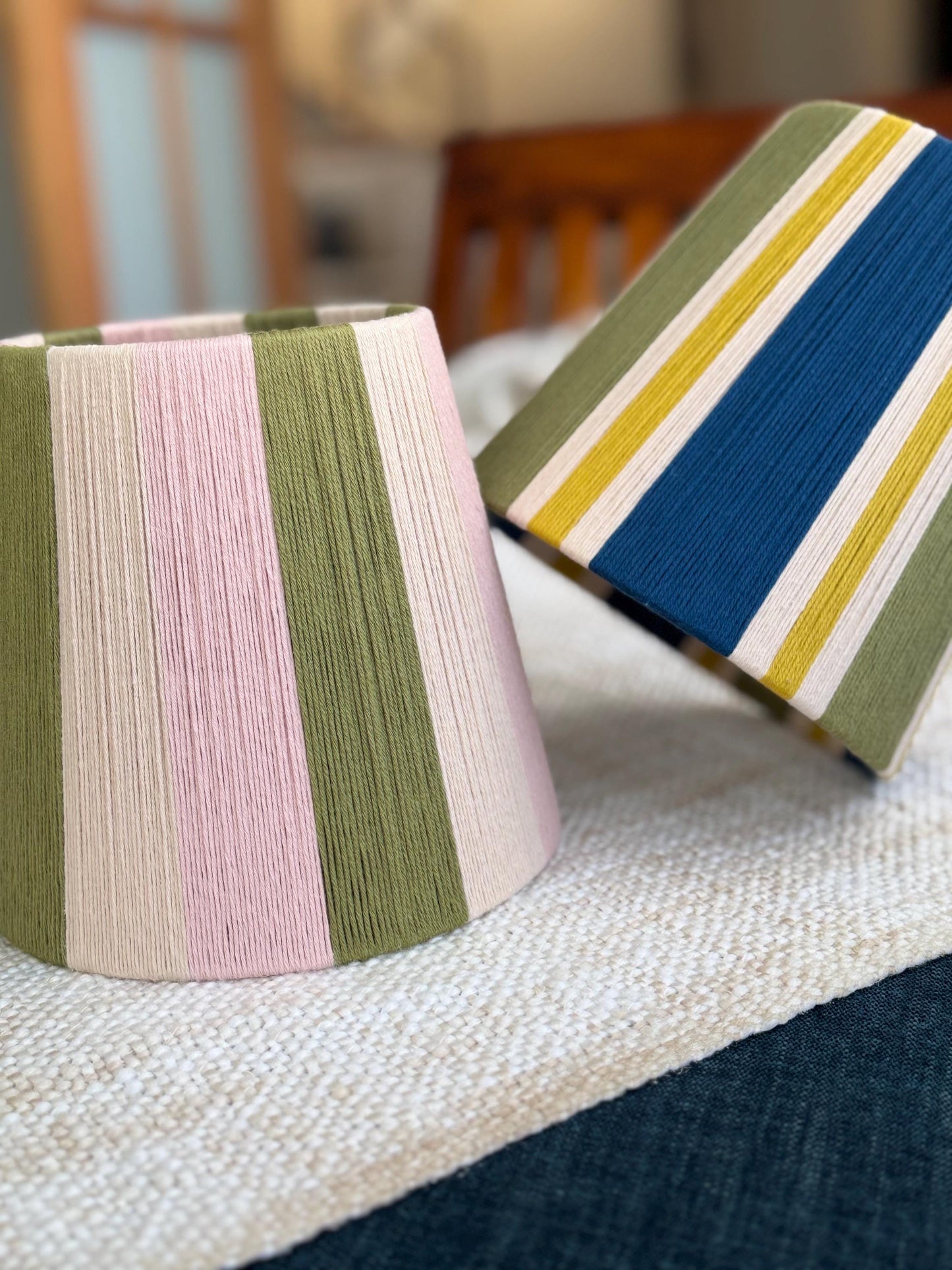 Handwoven, Yarn wrapped, 100% cotton yarn String Lampshade