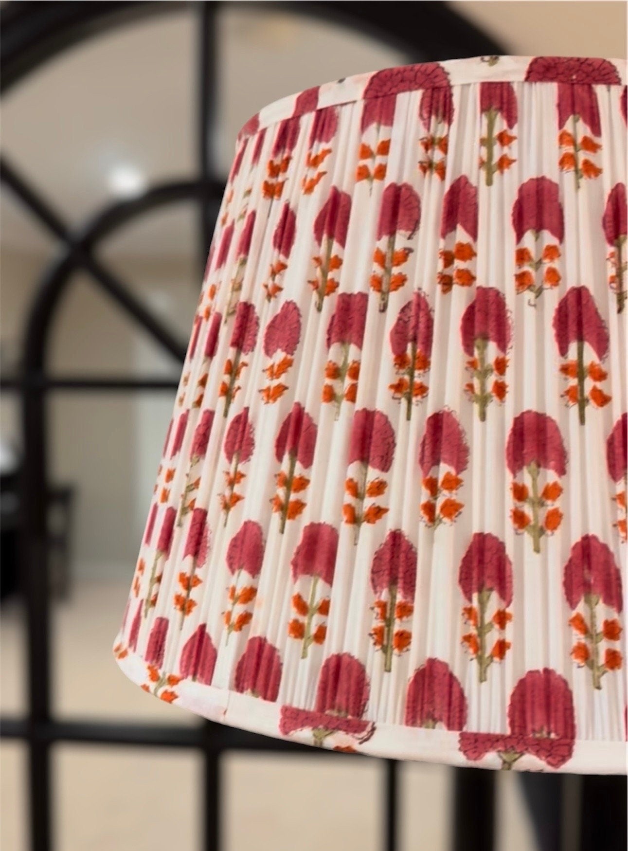 Marigold Buteh~Handmade Block Printed Cotton Lampshade | Vintage Flair Australia
