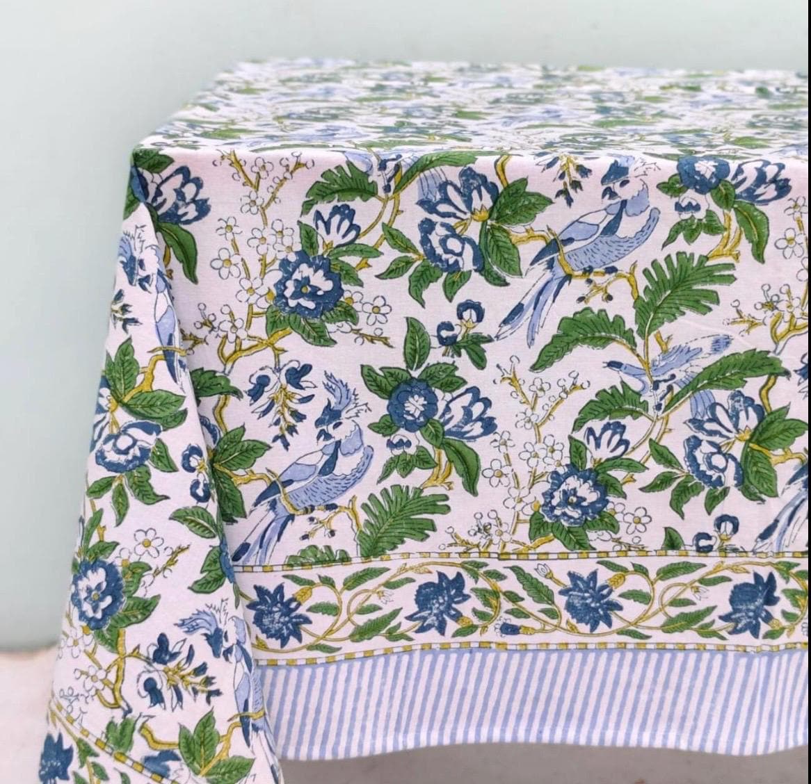 Bluebell Garden – Hand Block-Printed Tablecloth