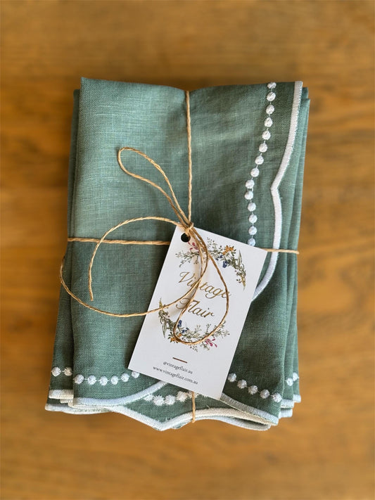 Sage Soirée Linen Napkins — Set of 4 / 6