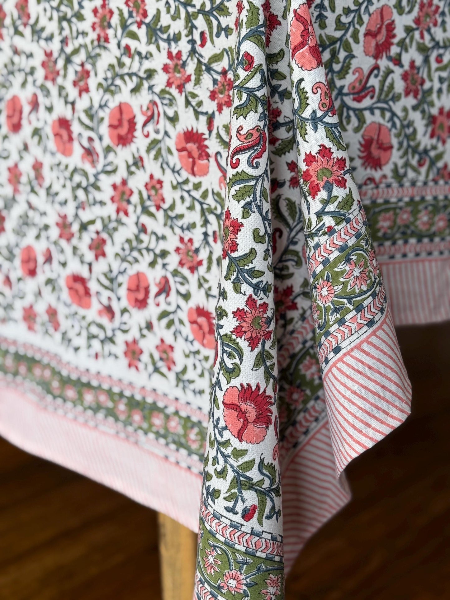 Rosewood Lane- Hand Block-Printed Tablecloth