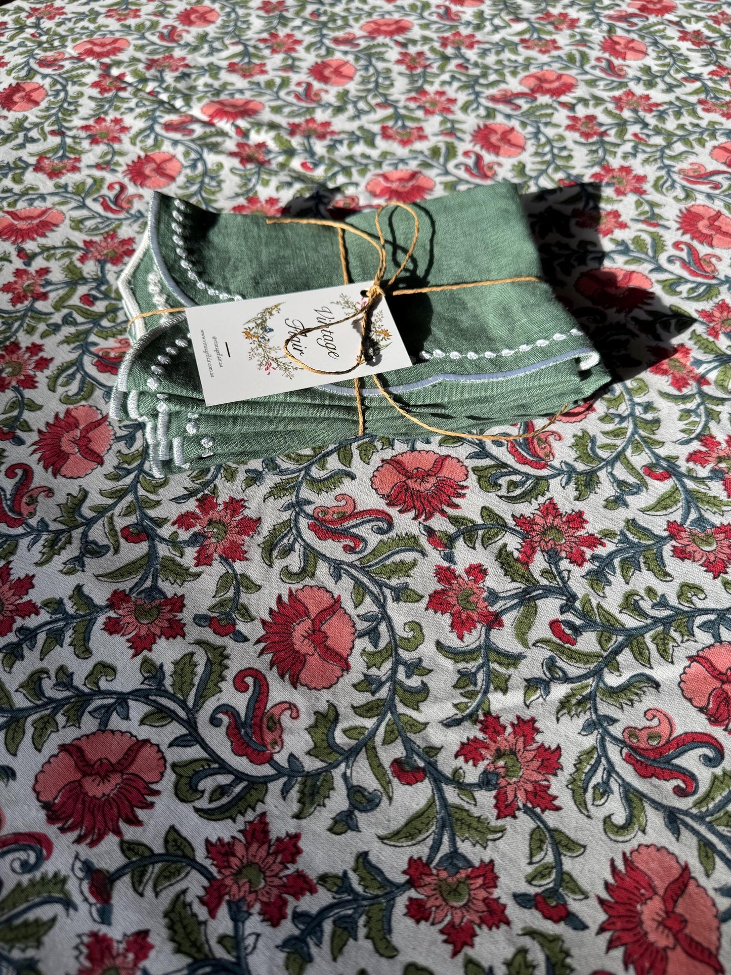 Rosewood Lane- Hand Block-Printed Tablecloth