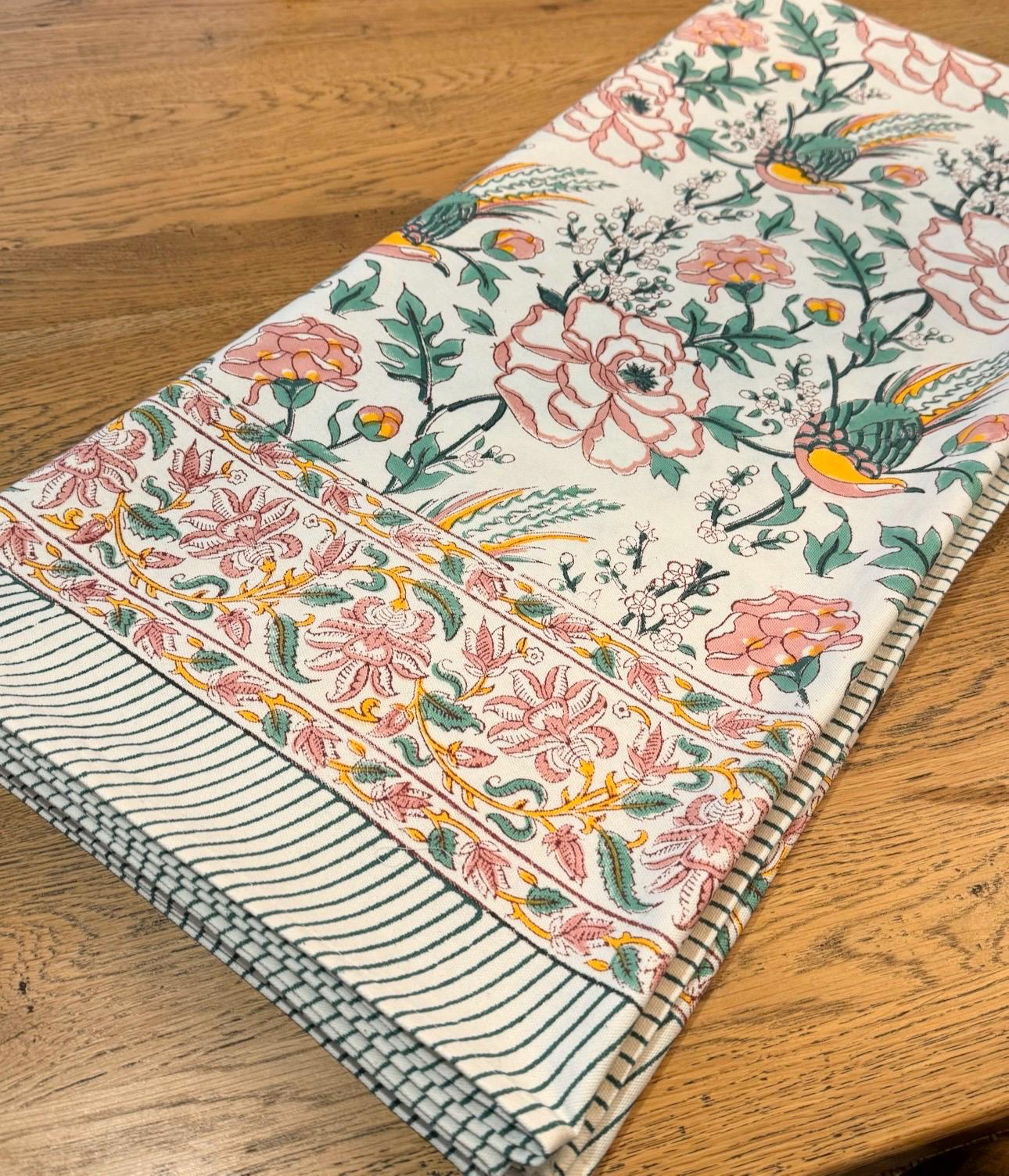 Meadow Song – Hand Block-Printed Tablecloth